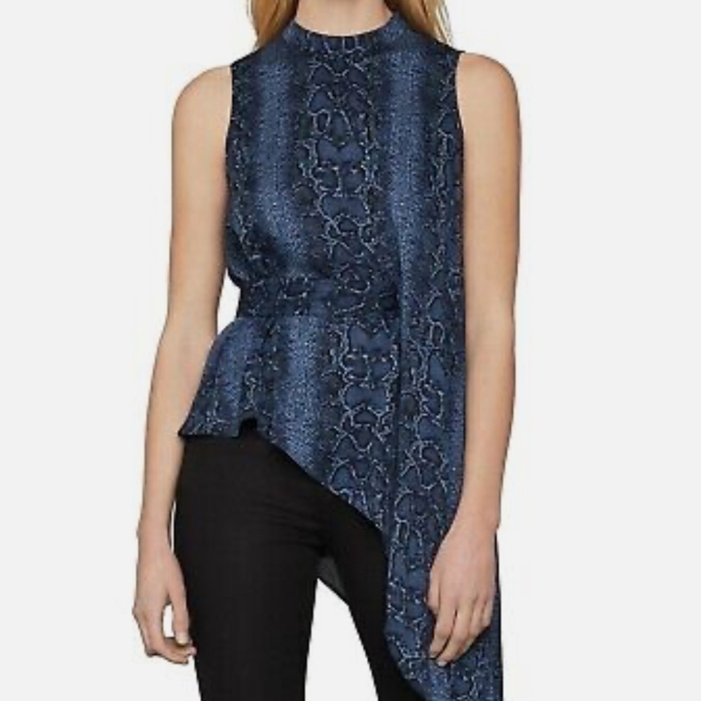 BCBG SNAKE PRINT ASYMMETRICAL TOP NWT